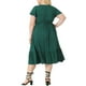 thumbnail image 3 of Vestido Plus Size Agnes Orinda para Mujeres con Mangas Cortas, Escote Corazón, Volantes, Lazo, Maxi Largo 3X Verde Oscuro, 3 of 6