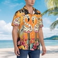 thumbnail image 2 of KLL Men's Hawaiian Shirt Short Sleeve Button Down Beach Shirts-Halloween Flamingos, 2 of 5
