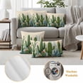 thumbnail image 6 of Green Cactus Outdoor Waterproof Pillow Covers, Watercolor Summer Botanical Beige Decorative Square Throw Pillowcase Sofa Cushion Sham for Patio/Couch/Chair, 24"x24" 2 Pack, 6 of 8