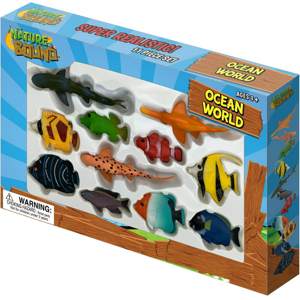 Nature Bound Toys - Ocean World Salt Water Fish Play Animals, Boxed Set  with Eleven Hand Painted Figurines (11 Piece Set), Ages 3+ 