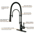 thumbnail image 3 of Wowow 2-Functions Single Handle Deck Mount Gooseneck Pull Down Sprayer Kitchen Faucet with Spring Tube in Solid Brass Oil Rubbed Bronze, 3 of 5