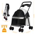 thumbnail image 3 of Tereitr Pet Stroller for Small Dogs & Cats, 4 Wheel Outdoor Travel Folding Dog Stroller with Cup Holder, Visible Mesh Windows, Rear Wheel Brakes, Pets Up to 33 lbs, Grey, 3 of 9