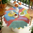 thumbnail image 4 of 60 Inch Round Lace Tablecloth Water Resistant Washable, Tropical Leaf Print, 4 of 5