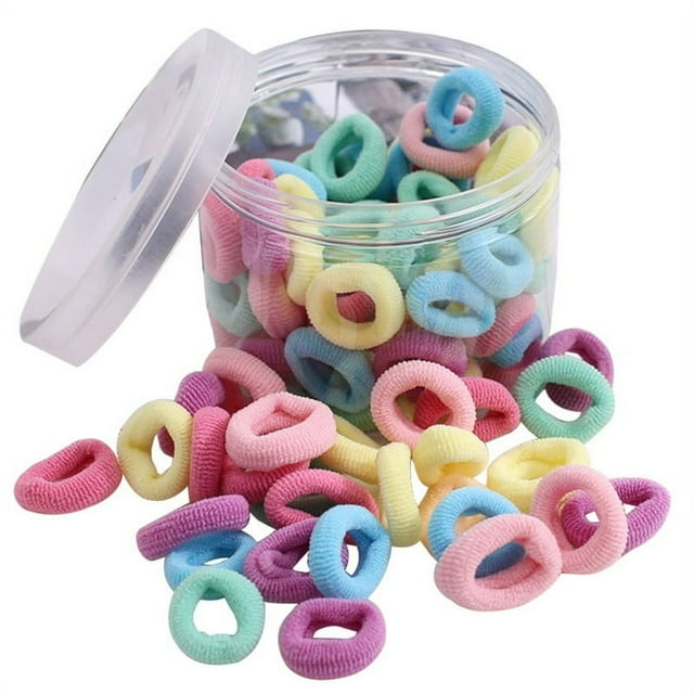 YOPTOP 100 Pcs Élastiques pour Queue de Cheval pour Enfants, Élastiques à Cheveux de Couleur Unie avec Boîte, Multicolore