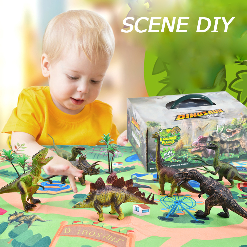 Kavoc 12pcs Simulation Scene Model Marine Animals Playmat Dinosaurs Map