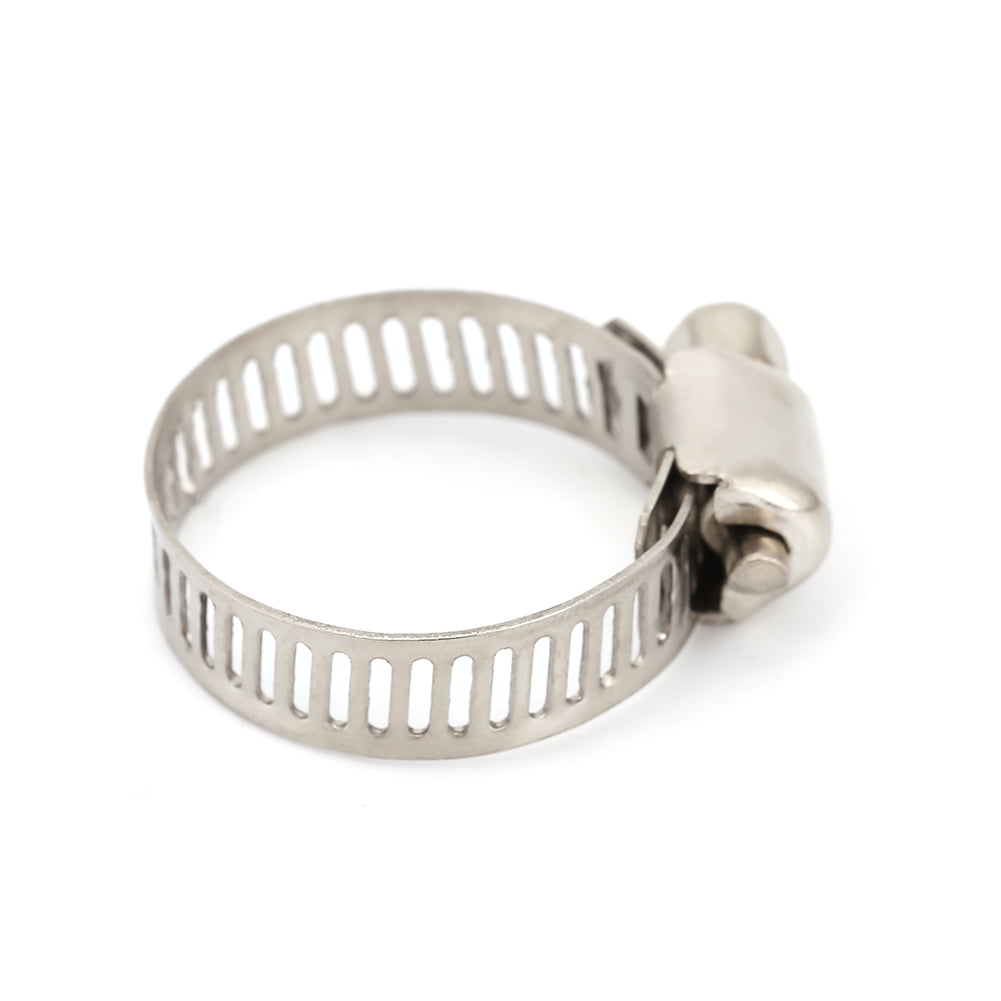Hose Clamp Silver Stainless Steel Worm Gear 8mm Metal Made 10pcs Hose Clamp Silver Stainless Steel Worm Gear 8mm Metal Made 10pcs