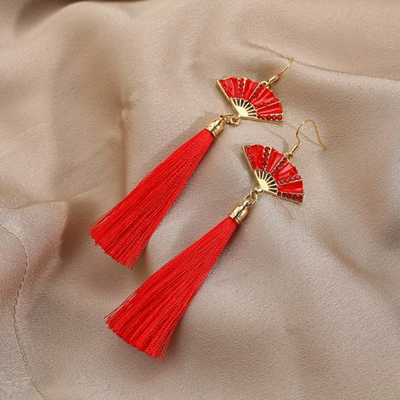 ADDHAT 1 Pair Elegant Red Earrings for Women Festive Occasions Year