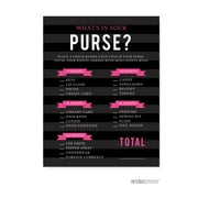 What's In Your Purse? Modern Black and White Stripes Wedding Bridal Shower Game Cards, 20-Pack