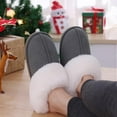 thumbnail image 2 of Litfun Fuzzy Memory Foam House Slippers for Women Fluffy Suede Slippers with Faux Fur Collar Indoor Outdoor, Grey, Size 8.5-9, 2 of 9