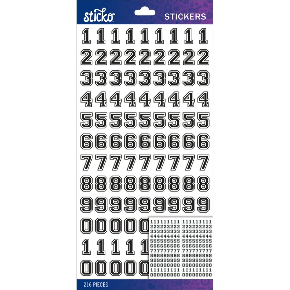 Sticko Numbers StickersBlack Varsity Numbers Small