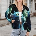 thumbnail image 3 of Jackets for Women Winter Coat Jackets Flannel Stand Collar Jacket(Glowing Cat Butterfly Art,Size:S-4XL), 3 of 7