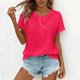 thumbnail image 5 of Camisas de Manga Corta para las Mujeres Casual Botón de Color Sólido Cuello Redondo Camisa de Manga Corta de Tamaño Grande Verano Camisas de Manga Corta para las Mujeres, 5 of 5