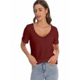 thumbnail image 3 of Womens Deep V Neck T Shirts Casual Short Sleeve Loose Fit Basic Fashion Tee, 3 of 6