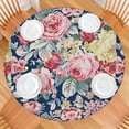 thumbnail image 2 of Pioneer Flower Floral Print Pattern Round Fitted Tablecloth with Elastic Edge,Dining Table Cover Waterproof,Outdoor Round Tablecloth for Camping,Dining,Indoor and Outdoor, 2 of 7