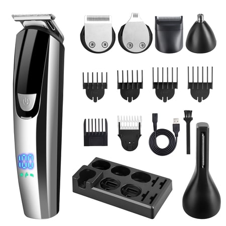 Beard Trimmer for Men, Hair Clippers Body Beard Mustache Nose Hair Grooming Kit, Cordless Precision Trimmer 6 in 1 Grooming Kit Waterproof LED Display USB Rechargeable, Gift for Men Husband Father
