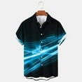 thumbnail image 2 of ZCFZJW Hawaiian Bowling Shirts for Men Big and Tall Regular Fit Casual Short Sleeve Striped Color Block Printed Summer Beach Casual Button Down Aloha Shirts with Pockets Blue M, 2 of 4