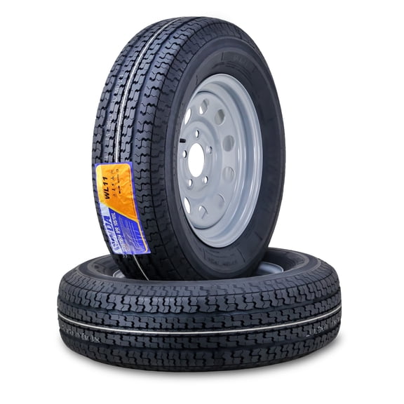 WINDA Trailer Tire Wheel Assembly ST205/75R14 8-Ply D 105L 5 Lug on 4.5" PCD Silver Mod Rim ,SET 2