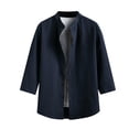 thumbnail image 2 of Blusa y camisa de manga corta con cuello alto para hombre, informal, de color liso, con botones y bolsillo, de poliéster., 2 of 4