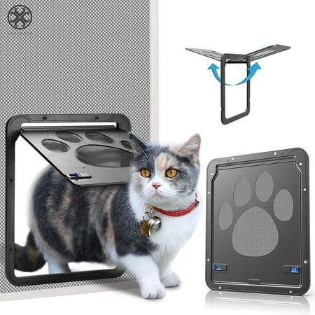 

Luxtrada Pet Screen Door Black Dog Footprint Pattern Pet Door Window Screen Magnetic Flap Screen Automatic Lockable Door Gate for Small Medium Dog and Cat ( Outside Size: 11.4 x9.4 )