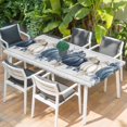 thumbnail image 2 of Blue Grey Fall Table Cloths for 5 Foot Rectangle Tables, Vintage Thanksgiving Botanical Patio Waterproof Elastic Fitted Tablecloths, Washable Rectangular Table Cover for Camping, 2 of 8
