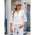 thumbnail image 6 of Womens V Neck Casual Hollow Out Eyelet Embroidered Blouses Shirts Beach Cover Up Tops Dressy White XL, 6 of 8