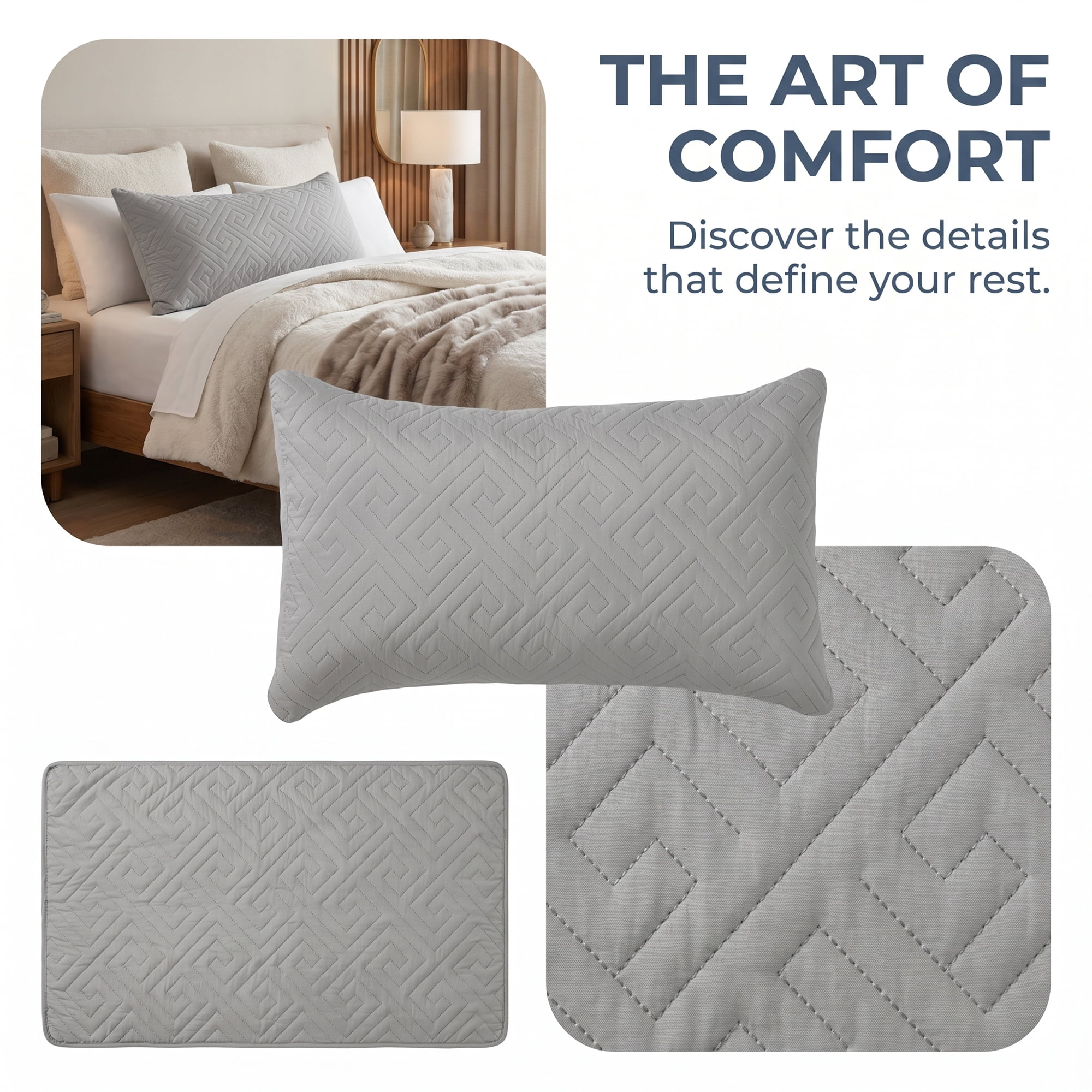 Unique Bargains Breathable Hypoallergenic Polyester Standard-size Pillow Protector Gray