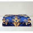 thumbnail image 3 of Paisley Blanket Flower Throw Blanket, Navy Blue Gold Fleece Blanket Queen Golden Floral Sherpa Blanket, Bohemian Hippie Fuzzy Blanket Teen Adults Bedroom D茅cor, Lightweight, 3 of 6