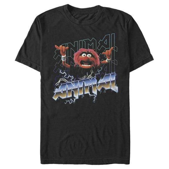 Men's The Muppets Animal Metal Graphic Tee Black X Large