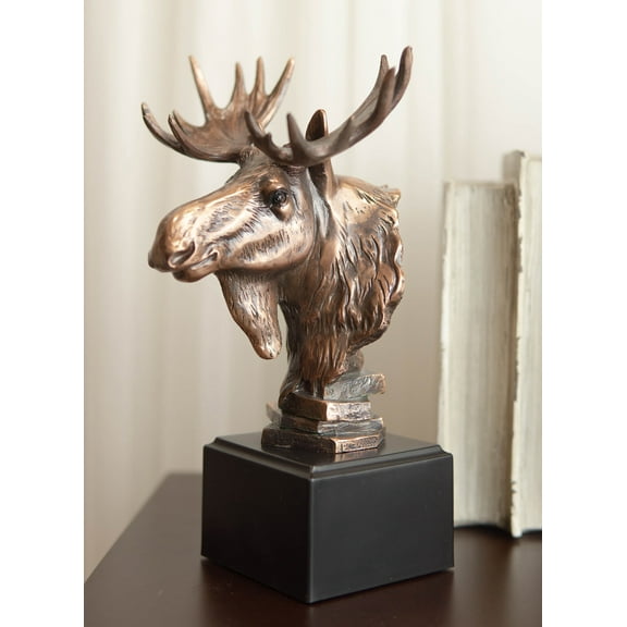 Ebros Rustic Western Bull Moose Bust Statue In Bronze Electroplated Resin Finish