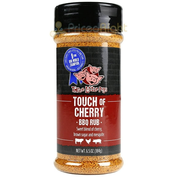 Three Little Pigs Touch of Cherry BBQ Rub 6.5 Oz Bottle Brown Sugar and Mesquite