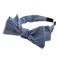 thumbnail image 7 of Unique Bargains 1 Pcs Double Bow Knot Headband Fashion Hairband for Women Deep Blue Stripe Pattern 1.34 Inch Wide, 7 of 7
