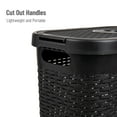 thumbnail image 4 of Mind Reader 40L Slim Laundry Hamper, Clothes Basket, Lid, Wicker Design, Plastic, 18"L x 10.4"W x 23.5"H, Set of 3, Black, 4 of 5