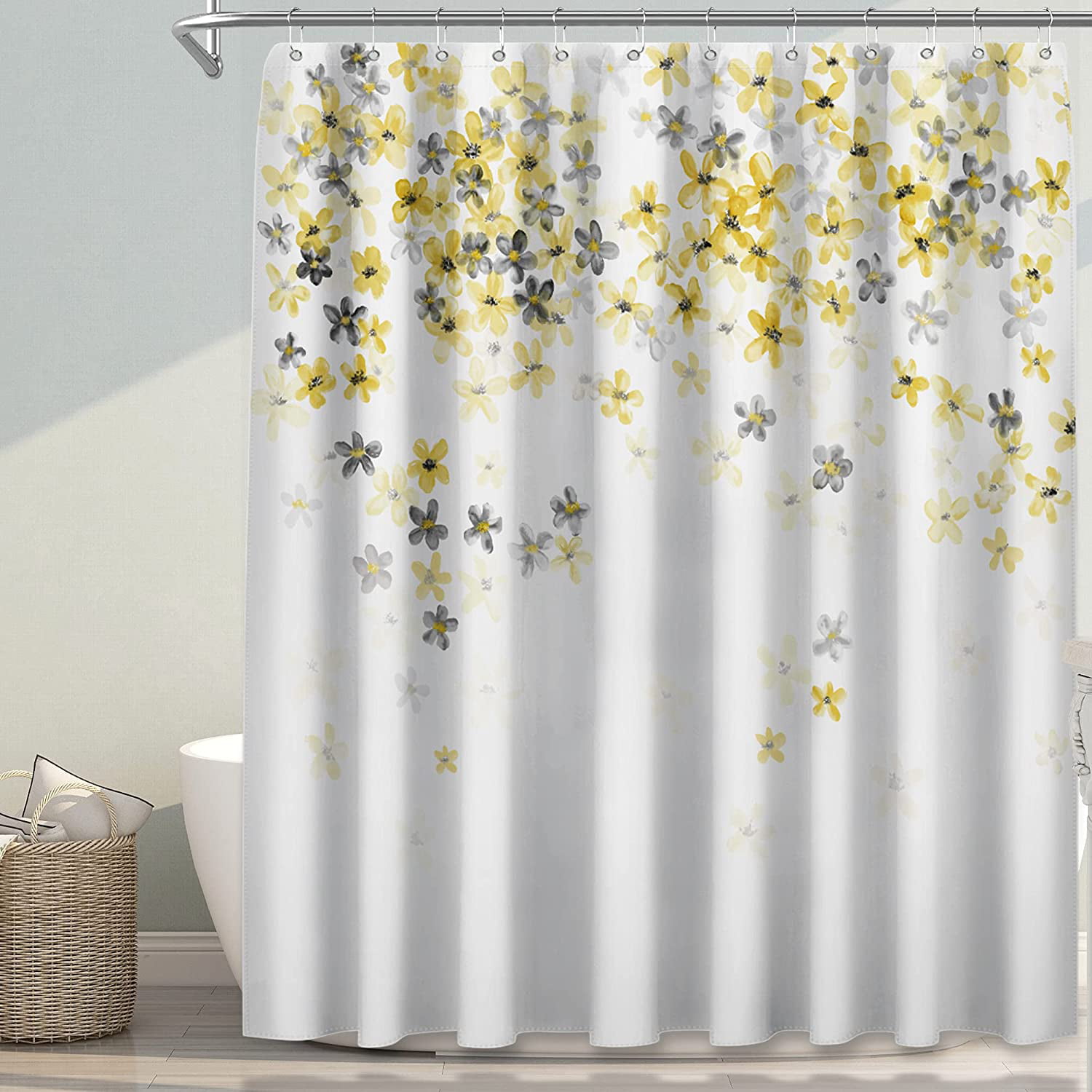 Details about   Farmhouse Rustic Floral Shower Curtain Country Flowers Grey Wooden Fabric Bath 