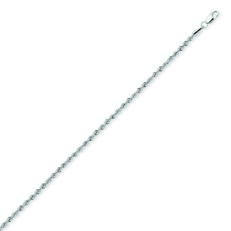 - 14k White Gold Light Rope Chain Necklace 1.8mm 014 Gauge