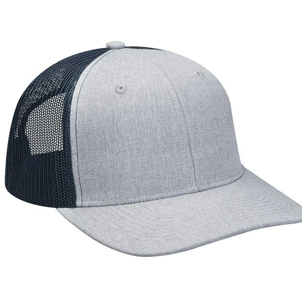 ADAMS PREMIER- Heather Woven Snap Back Trucker Hat, Semi Flat Bill