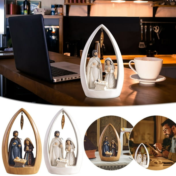 Figurita clásica de pesebre con marco de arco - adorno navideño religioso para decoración del hogar, regalos para iglesias y fiestas