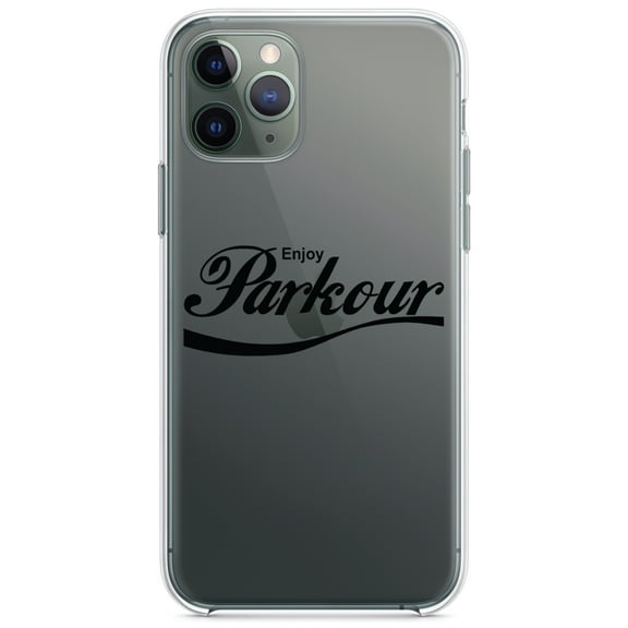 DistinctInk Clear Shockproof Hybrid Case for iPhone 12 / 12 PRO (6.1" Screen) - TPU Bumper Acrylic Back Tempered Glass Screen Protector - Enjoy Parkour