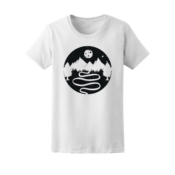 Cool Vintage Forest & Mountains Tee Women's - Women T-Shirt, Medium