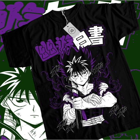 Reprint Rare Hiei Yu Yu Hakusho T-shirt Kuwabara Kurama Yusuke Hiel Anime Manga Black Shirt