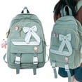 thumbnail image 2 of CHELIASD Cute Bow Tie Backpack Kawaii Plaid Print Aesthetic Backpack for Women Lightweight Bags with Cute Pendantt, 2 of 9