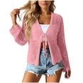 thumbnail image 2 of Yijfswar Women Front Cardigan Crochet Hollow Out Long Sleeves Summer Cardigans Beach Swim Cover Up, 2 of 5