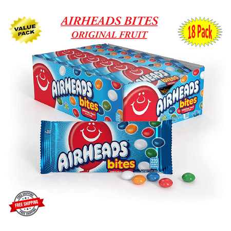 Airheads Bites Candy  Movie Theater Bag Fruit Non Melting 2 oz. (Pack of 18)