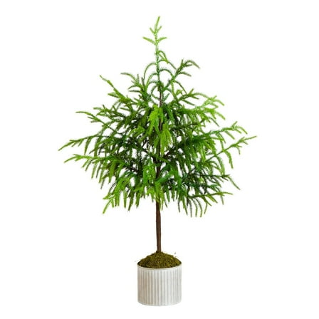 Nearly Natural 3ft. Artificial Real Touch Norfolk Island Pine in Metal Tin Planter