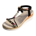 thumbnail image 5 of Rokment Womens Boho Platform Wedge Dressy Sandals 2026 Beach Summer Ethnic Chunky Linen Sole Breathable Dress High Heels Slingback Dress Sandals for Woman Vacation Bride Wedding B Size 37, 5 of 6
