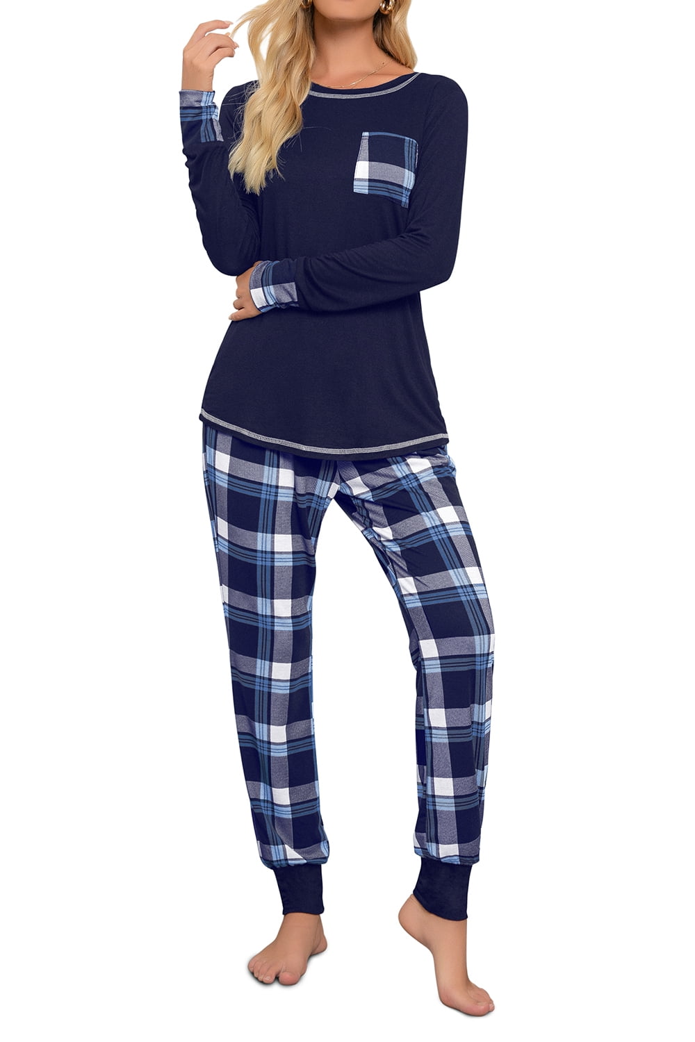 Pajamas for Women 2 Piece Pajama Set Long Sleeve Cotton Striped