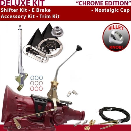 American Shifter 4L60 Shifter Kit Chrome 10 in. E Brake Cable Clevis Trim Kit for EF1CB