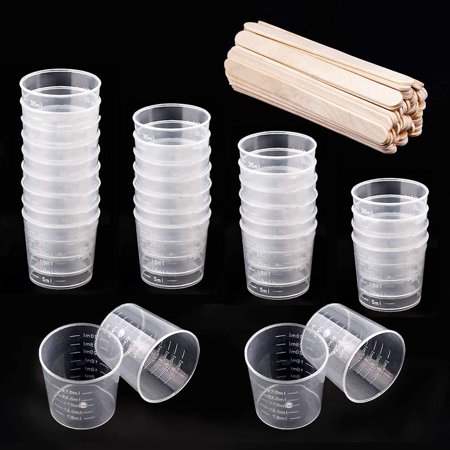 30ml Measuring Cups, 30 Packs Clear Plastic Mixing Cups with 30 Packs