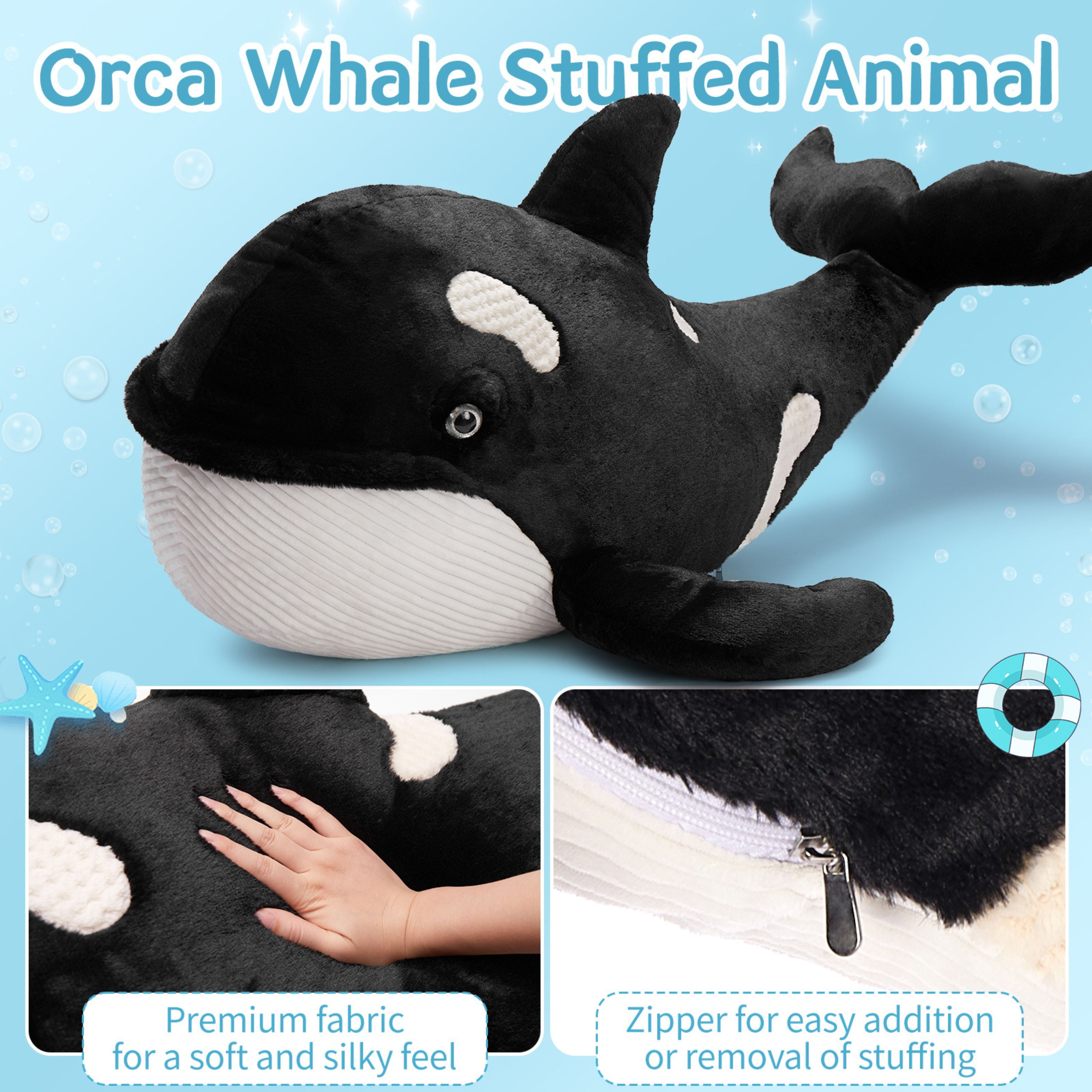 Muiteiur 51.2" Giant Orca Whale Stuffed Animal Plush Killer Whale Toy