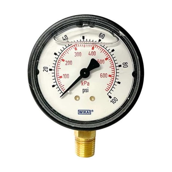 Wika Pressure Gauge ,2-1/2" Dial Size,Bottom 113.13.25.100.L