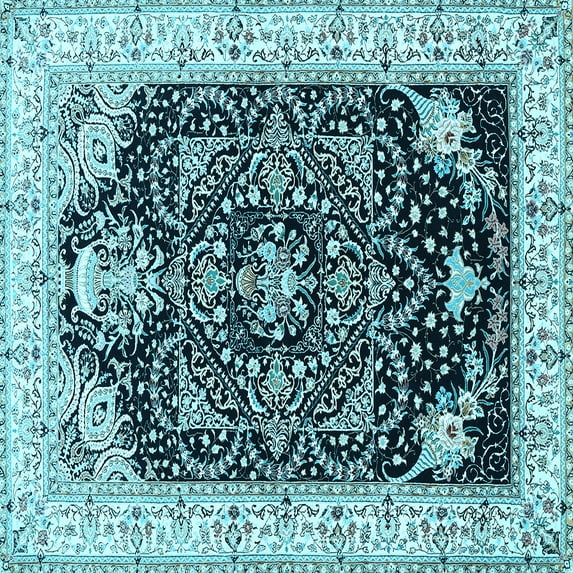 Ahgly Company Indoor Square Persian Light Blue Traditional Area Rugs, 6' Square